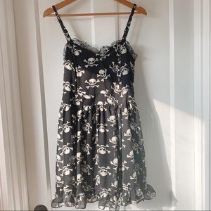 Royal Bones | Black Skull Skater Dress